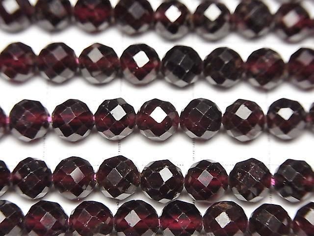 【動画】【素晴らしい輝き】モザンビーク産ガーネットAAA- 64面ラウンドカット6mm 半連/1連(約36cm) サムネイル2