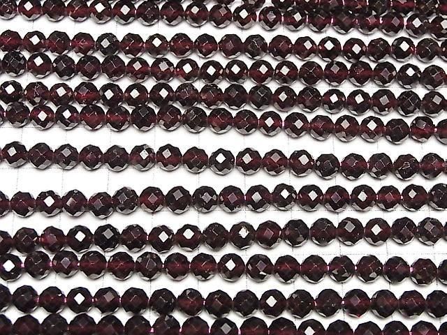 【動画】【素晴らしい輝き】モザンビーク産ガーネットAAA- 64面ラウンドカット6mm 半連/1連(約36cm) サムネイル3