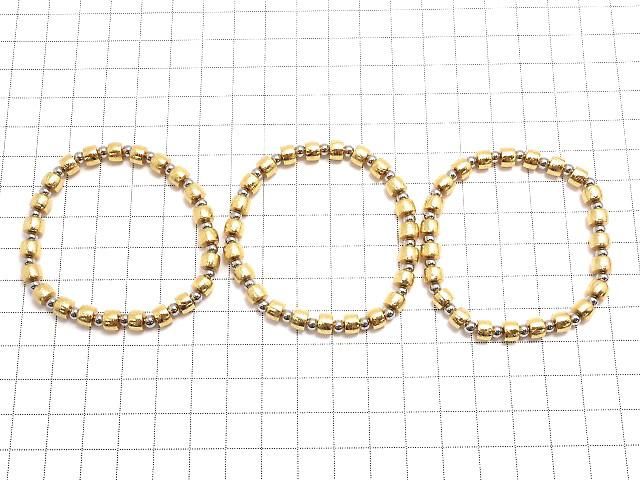【動画】メテオライト(アルタイ隕石) ロンデル6×6×4mm イエローゴールド 1連(ブレス) サムネイル4