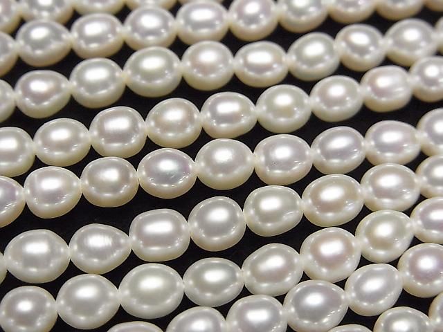 【動画】淡水真珠AA++ ライス5×4×4mm ホワイト 1連(約36cm)の画像