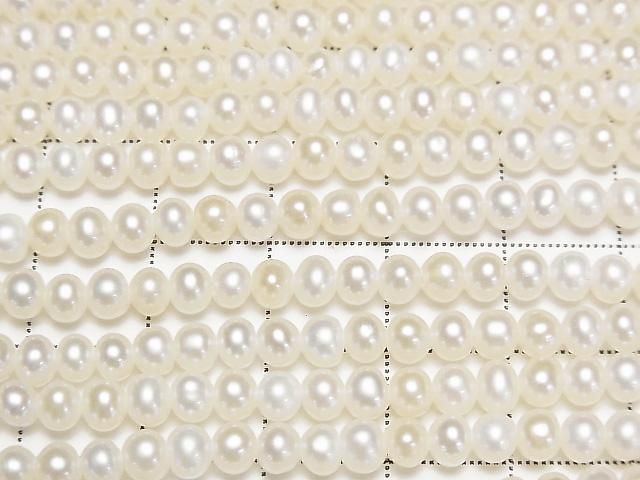 【動画】淡水真珠AAA- ポテト4mm ホワイト 【1mm穴】 1連(約35cm) サムネイル2