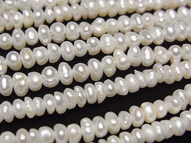 【動画】淡水真珠AA ホワイト ロンデル4mm 1連(約34cm)の画像