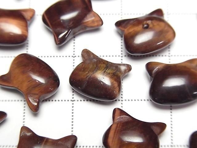 【動画】レッドタイガーアイAA+ 猫モチーフ10×12mm 【片穴(裏面)】 3個 サムネイル2