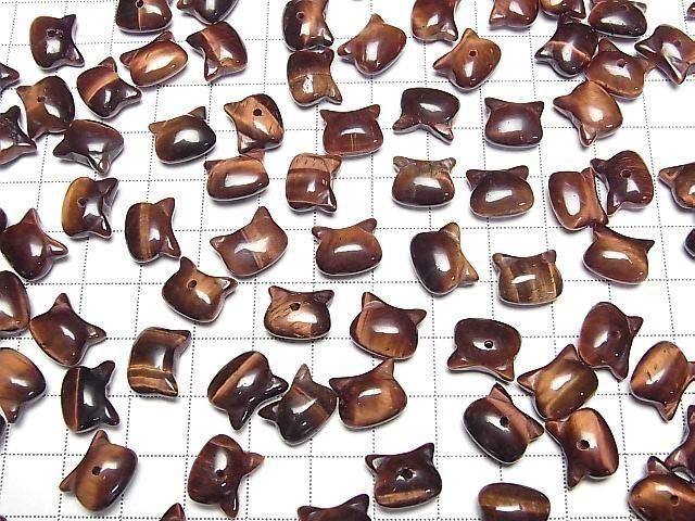 【動画】レッドタイガーアイAA+ 猫モチーフ10×12mm 【片穴(裏面)】 3個 サムネイル4
