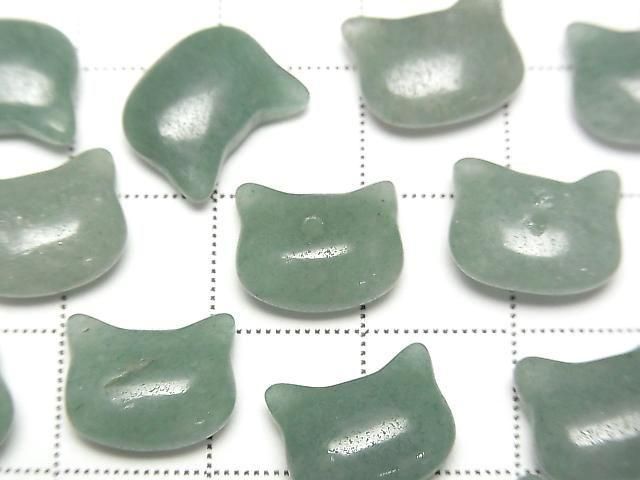 【動画】グリーンアベンチュリン 猫モチーフ10×12mm 【片穴(裏面)】 3個 サムネイル2
