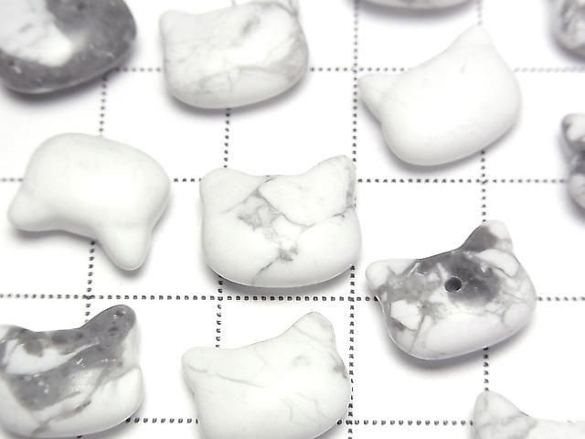 【動画】ハウライト 猫モチーフ10×12mm 【片穴(裏面)】 3個 サムネイル2