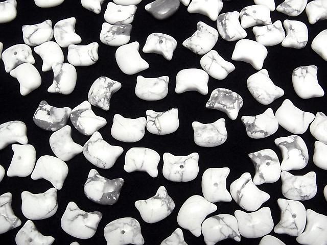【動画】ハウライト 猫モチーフ10×12mm 【片穴(裏面)】 3個 サムネイル4
