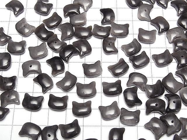 【動画】シルバーオブシディアン 猫モチーフ10×12mm 【片穴(裏面)】 2個 サムネイル4