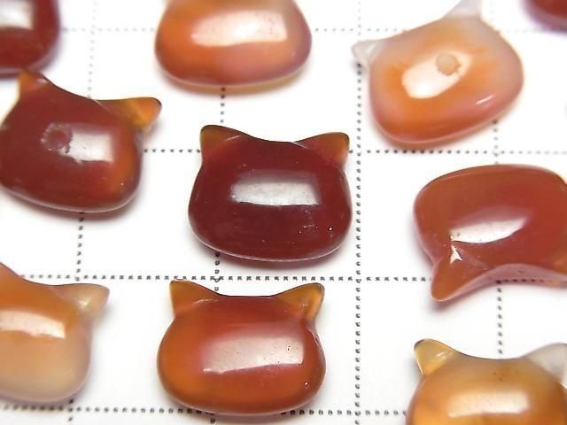 【動画】レッドアゲート 猫モチーフ10×12mm 【片穴(裏面)】 2個 サムネイル2