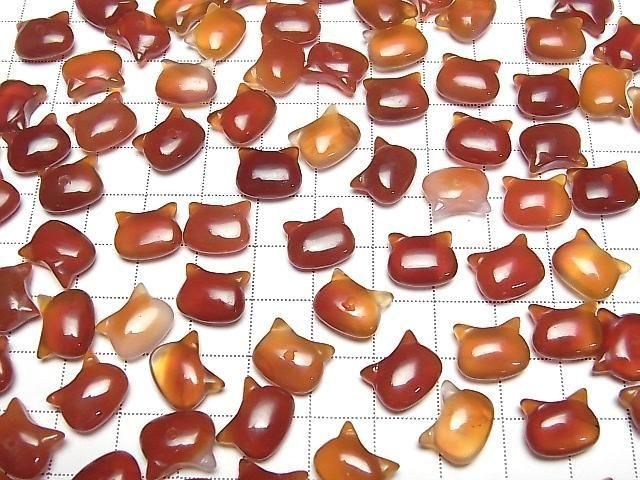 【動画】レッドアゲート 猫モチーフ10×12mm 【片穴(裏面)】 2個 サムネイル4