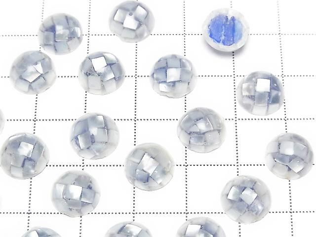 【動画】モザイクシェル ラウンド カボション10×10mm 【ブルー】 3個 サムネイル3