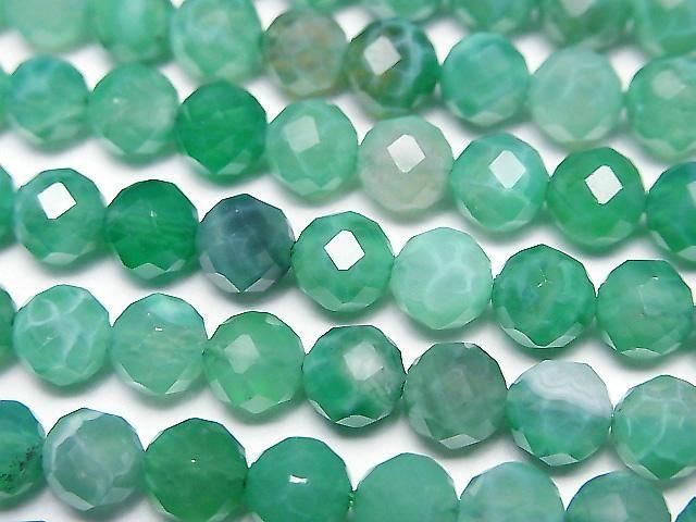 【動画】【素晴らしい輝き】グリーンファイヤーアゲート 64面ラウンドカット6mm 1連(約37cm)の画像