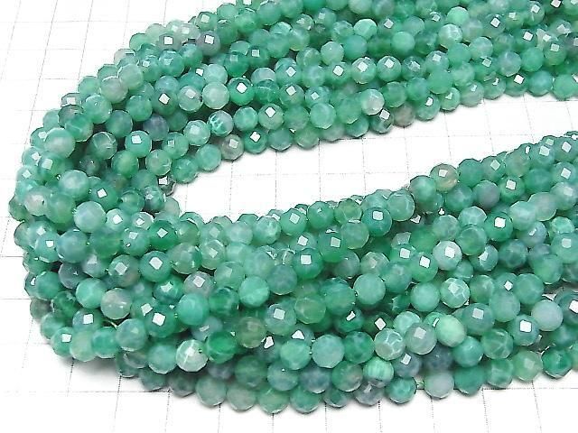 【動画】【素晴らしい輝き】グリーンファイヤーアゲート 64面ラウンドカット6mm 1連(約37cm) サムネイル4