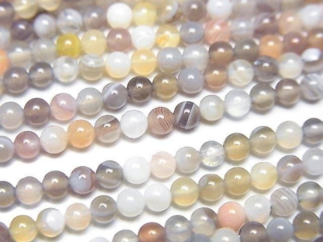 【動画】ボツワナアゲート ラウンド3mm 1連(約38cm)の画像