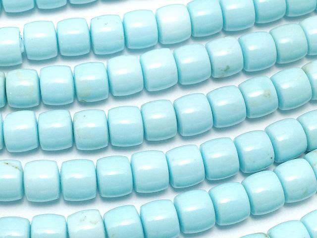【動画】マグネサイトターコイズ ロンデル(ヘイシ)6×6×5mm 【ライトブルー】 1連(約38cm)の画像