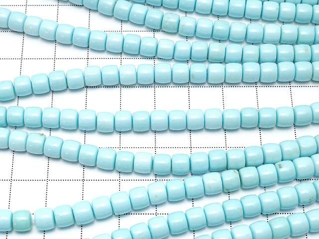 【動画】マグネサイトターコイズ ロンデル(ヘイシ)6×6×5mm 【ライトブルー】 1連(約38cm) サムネイル3