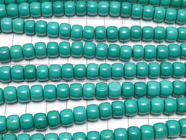 【動画】マグネサイトターコイズ ロンデル(ヘイシ)8×8×6mm 【ブルーグリーン】 1連(約37cm) サムネイル3