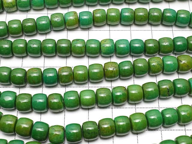 【動画】マグネサイトターコイズ ロンデル(ヘイシ)8×8×6mm 【グリーン】 1連(約37cm) サムネイル3