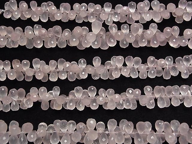 【動画】宝石質ローズクォーツAAA- ドロップ ブリオレットカット 1連(約16cm) サムネイル4