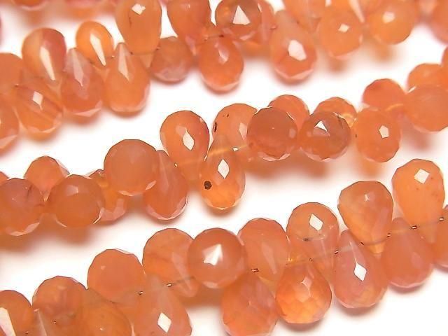 【動画】カーネリアンAAA- ドロップ ブリオレットカット 【Sサイズ】 1連(約16cm)の画像