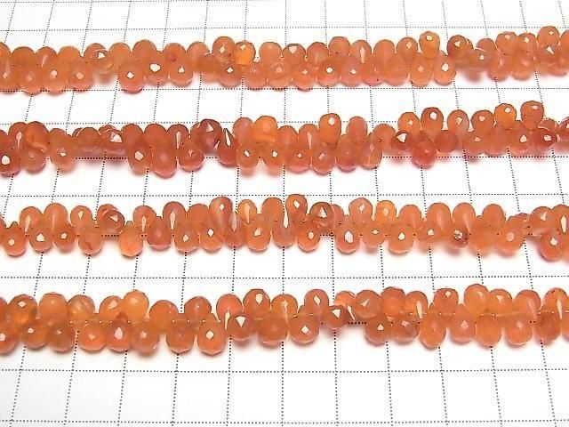 【動画】カーネリアンAAA- ドロップ ブリオレットカット 【Sサイズ】 1連(約16cm) サムネイル4
