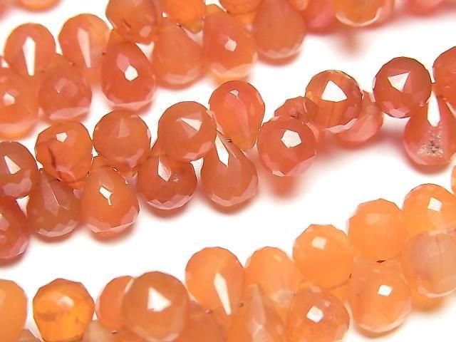 【動画】カーネリアンAAA- ドロップ ブリオレットカット 【Mサイズ】 1連(約16cm)の画像