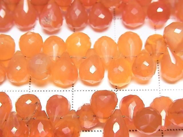 【動画】カーネリアンAAA- ドロップ ブリオレットカット 【Mサイズ】 1連(約16cm) サムネイル2