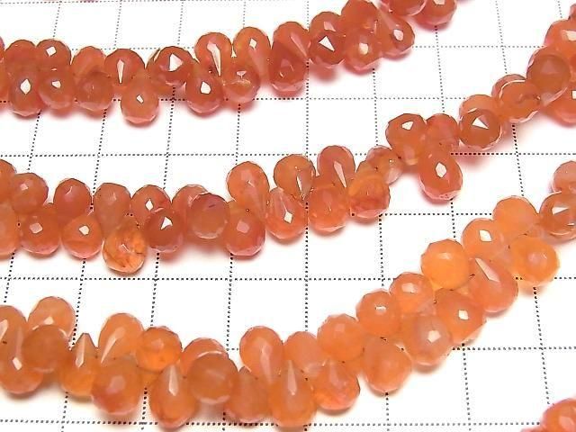 【動画】カーネリアンAAA- ドロップ ブリオレットカット 【Mサイズ】 1連(約16cm) サムネイル3