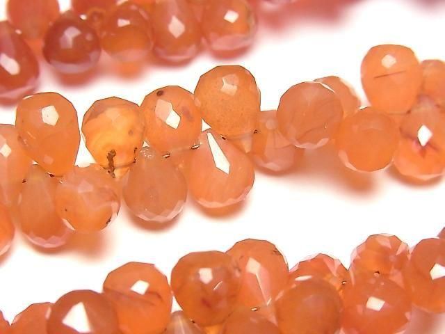 【動画】カーネリアンAAA- ドロップ ブリオレットカット 【Lサイズ】 1連(約16cm)の画像
