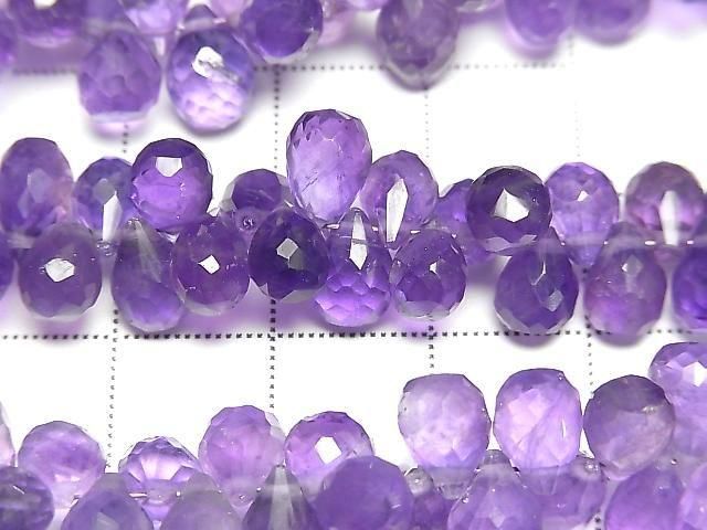 【動画】宝石質アメジストAA++ ドロップ ブリオレットカット 【Sサイズ】 1連(約16cm) サムネイル2