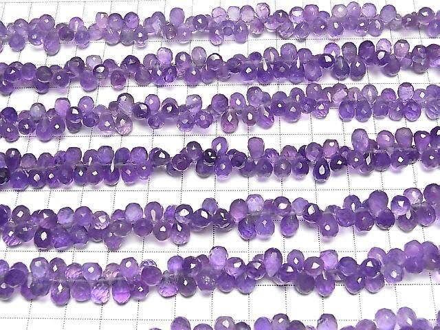 【動画】宝石質アメジストAA++ ドロップ ブリオレットカット 【Sサイズ】 1連(約16cm) サムネイル4