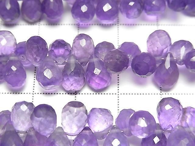 【動画】宝石質アメジストAA++ ドロップ ブリオレットカット 【Mサイズ】 1連(約16cm) サムネイル2