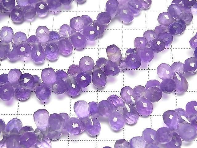 【動画】宝石質アメジストAA++ ドロップ ブリオレットカット 【Mサイズ】 1連(約16cm) サムネイル3