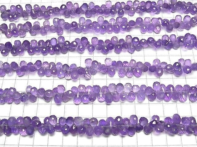【動画】宝石質アメジストAA++ ドロップ ブリオレットカット 【Mサイズ】 1連(約16cm) サムネイル4