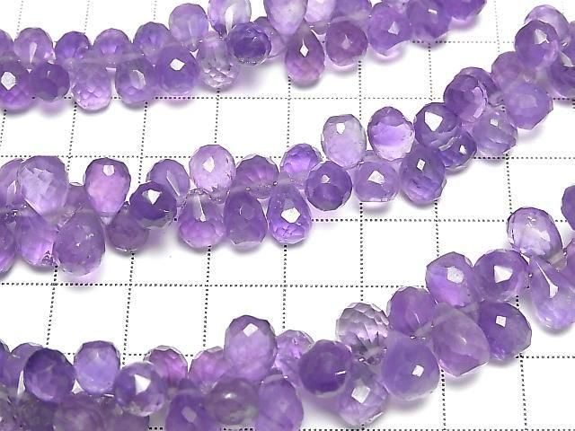 【動画】宝石質アメジストAA++ ドロップ ブリオレットカット 【Lサイズ】 1連(約16cm) サムネイル3