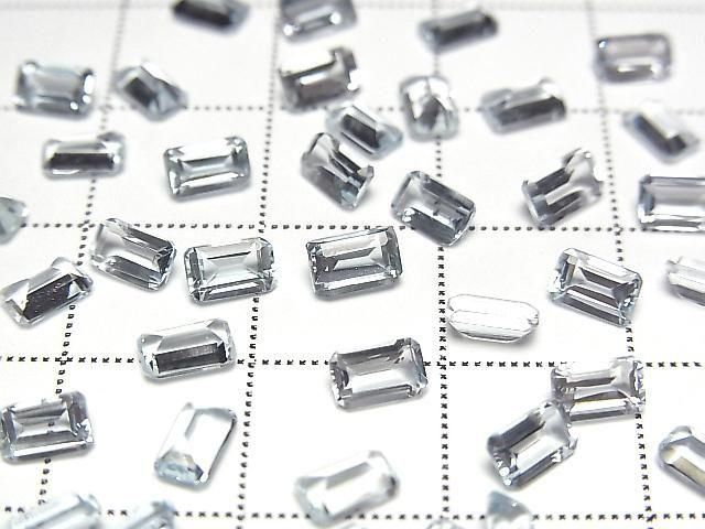 【動画】宝石質アクアマリンAAA ルース レクタングルファセットカット5×3mm 3粒 サムネイル2