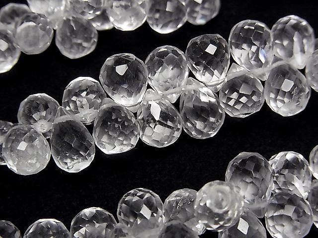 【動画】宝石質クリスタルAAA- ドロップ ブリオレットカット 【Mサイズ】 1連(約16cm)の画像