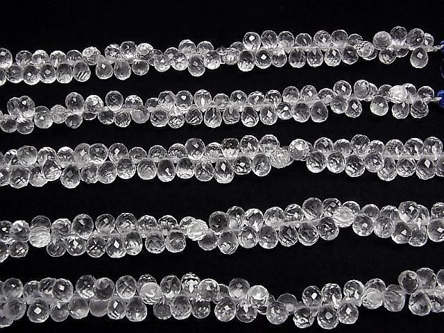 【動画】宝石質クリスタルAAA- ドロップ ブリオレットカット 【Mサイズ】 1連(約16cm) サムネイル4