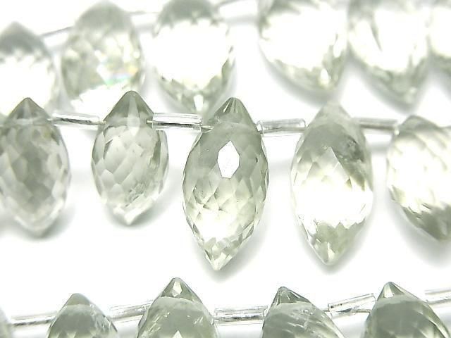【動画】宝石質グリーンアメジストAA++ マーキスライス ブリオレットカット 1連(17粒)の画像