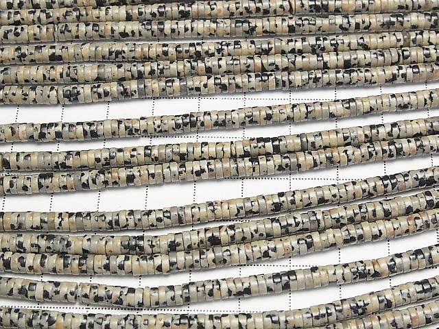 【動画】ダルメシアンジャスパー ロンデル(ヘイシ)4×4×1.5mm 1連(約37cm) サムネイル3