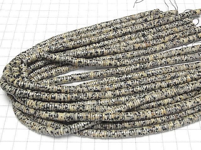 【動画】ダルメシアンジャスパー ロンデル(ヘイシ)6×6×1.5mm 1連(約38cm) サムネイル4