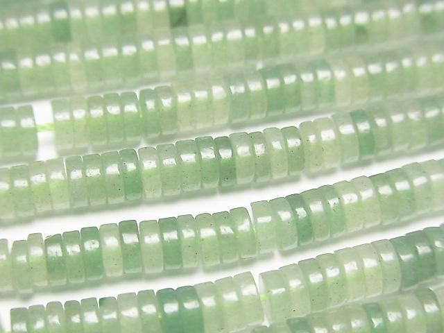 【動画】グリーンアベンチュリン ロンデル(ヘイシ)4×4×1.5mm 1連(約37cm)の画像