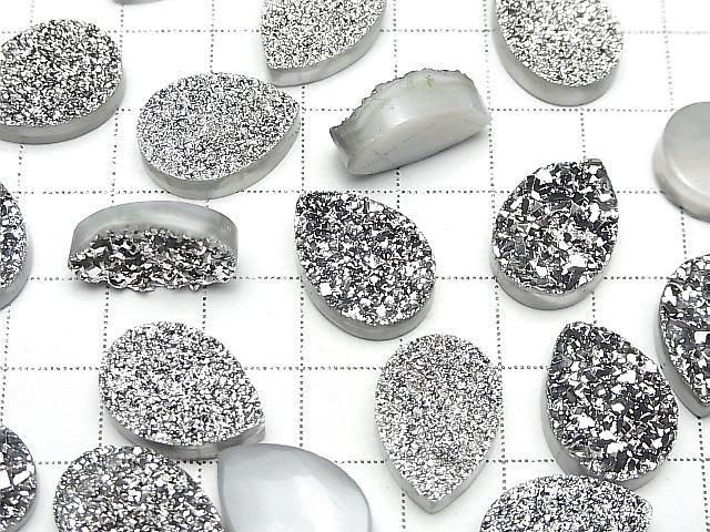 【動画】ドゥルージーアゲート ペアシェイプ カボション18×13mm シルバーコーティング 1個 サムネイル3