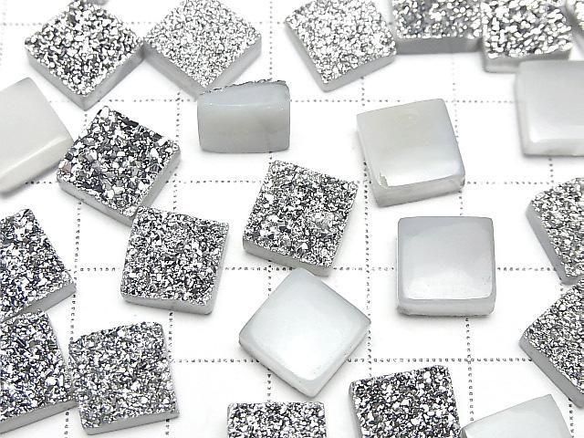 【動画】ドゥルージーアゲート スクエア カボション10×10mm シルバーコーティング 2個 サムネイル3