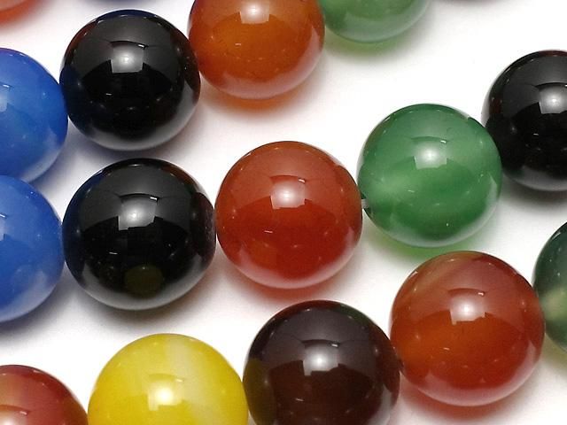 【動画】マルチカラーカルセドニーAAA ラウンド12mm 1連(約37cm)の画像