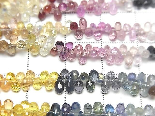 【動画】宝石質マルチカラーサファイアAAA- ドロップ ブリオレットカット 1連(約18cm) サムネイル2