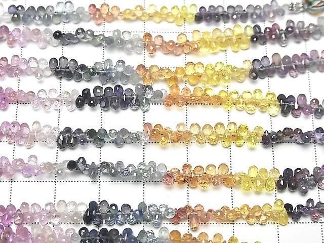 【動画】宝石質マルチカラーサファイアAAA- ドロップ ブリオレットカット 1連(約18cm) サムネイル3