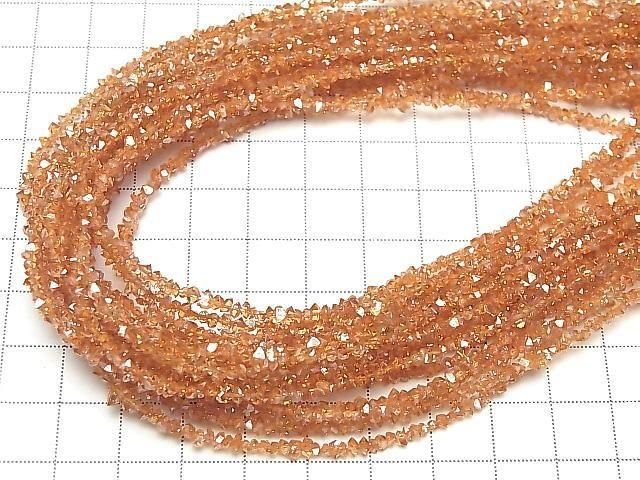【動画】パキスタン産ダブルポイントクリスタル コーティング 【オレンジ】 半連/1連(約37cm) サムネイル4