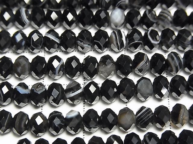 【動画】【素晴らしい輝き】ストライプオニキス ボタンカット6×6×4mm 1連(約37cm) サムネイル2