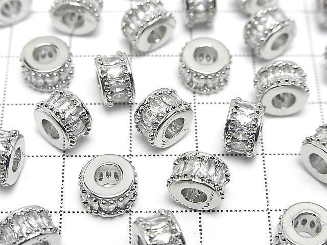 メタルパーツ ロンデル8.5×8.5×5.5mm シルバーカラー(CZ付) 2個 サムネイル3